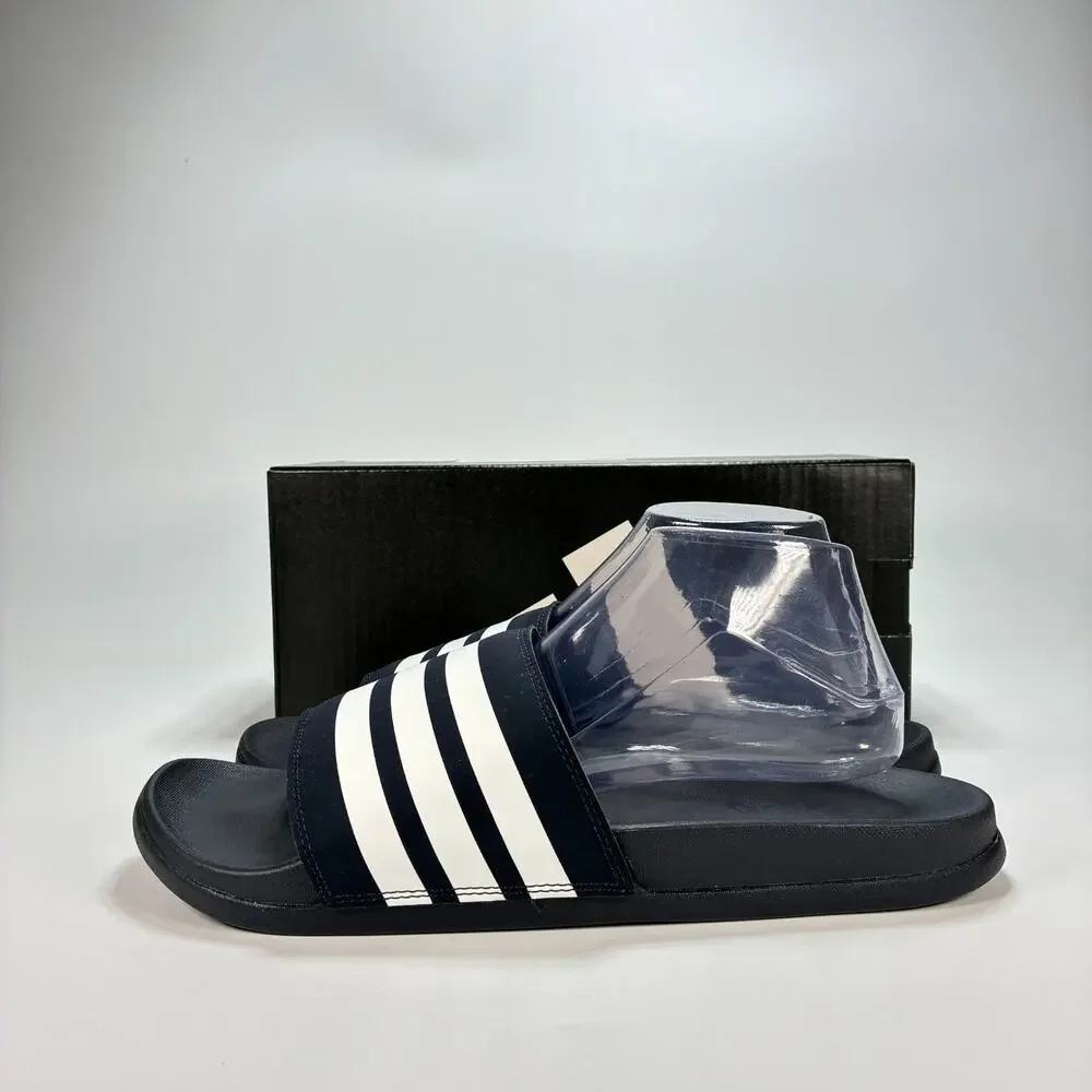 adidas Adilette Legend Black White Comfort Slides Sandals 1955441 Men's Size 12